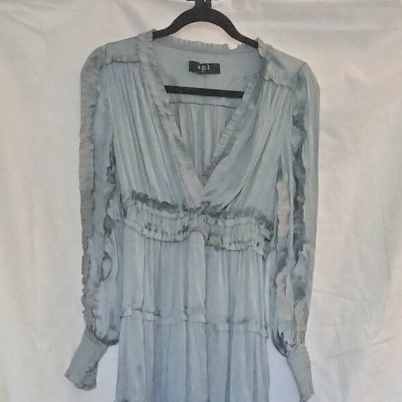 o.p.t Dresses & Skirts - O.P.T. Tianna Ruffled Mini Steel Blue Dress  Size M NWT